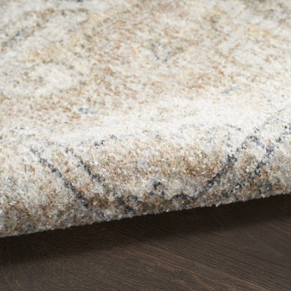 12' Beige Oriental Power Loom Washable Runner Rug