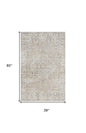 3' X 5' Beige Oriental Power Loom Washable Area Rug