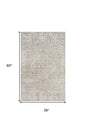 3' X 5' Beige Oriental Power Loom Washable Area Rug