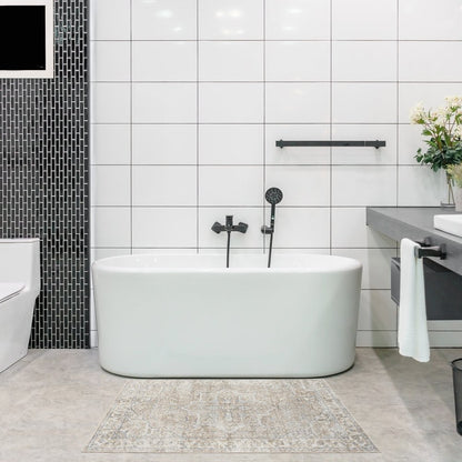 3' X 5' Beige Oriental Power Loom Washable Area Rug