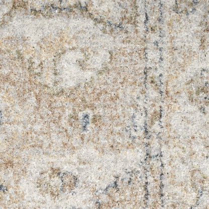 4' X 6' Beige Oriental Power Loom Washable Area Rug