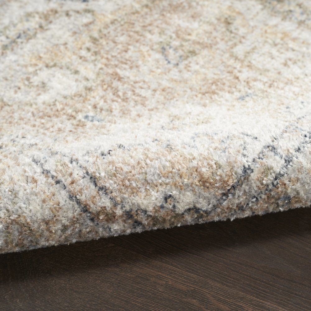 4' X 6' Beige Oriental Power Loom Washable Area Rug