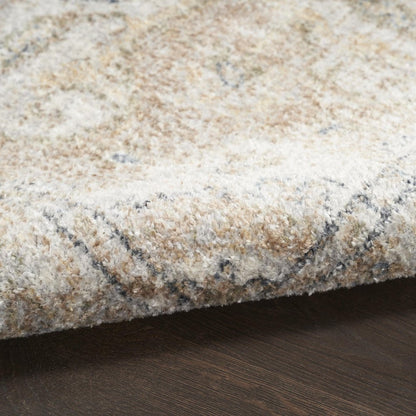 4' X 6' Beige Oriental Power Loom Washable Area Rug