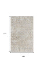 4' X 6' Beige Oriental Power Loom Washable Area Rug