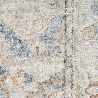 7' X 9' Denim Blue Oriental Power Loom Washable Area Rug