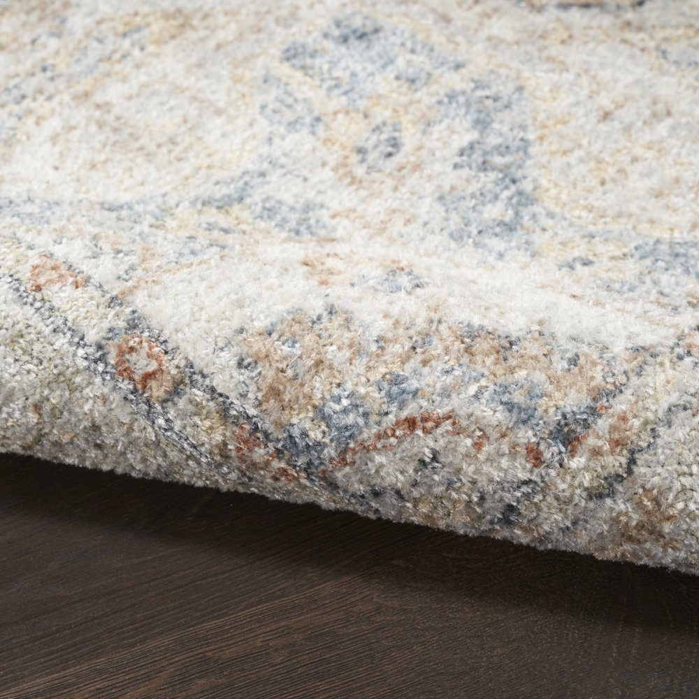 7' X 9' Denim Blue Oriental Power Loom Washable Area Rug