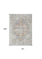 7' X 9' Denim Blue Oriental Power Loom Washable Area Rug