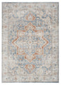 8' Denim Blue Oriental Power Loom Washable Runner Rug