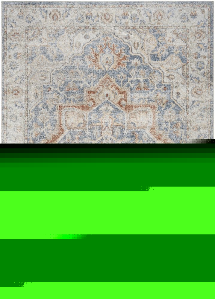4' X 6' Denim Blue Oriental Power Loom Washable Area Rug