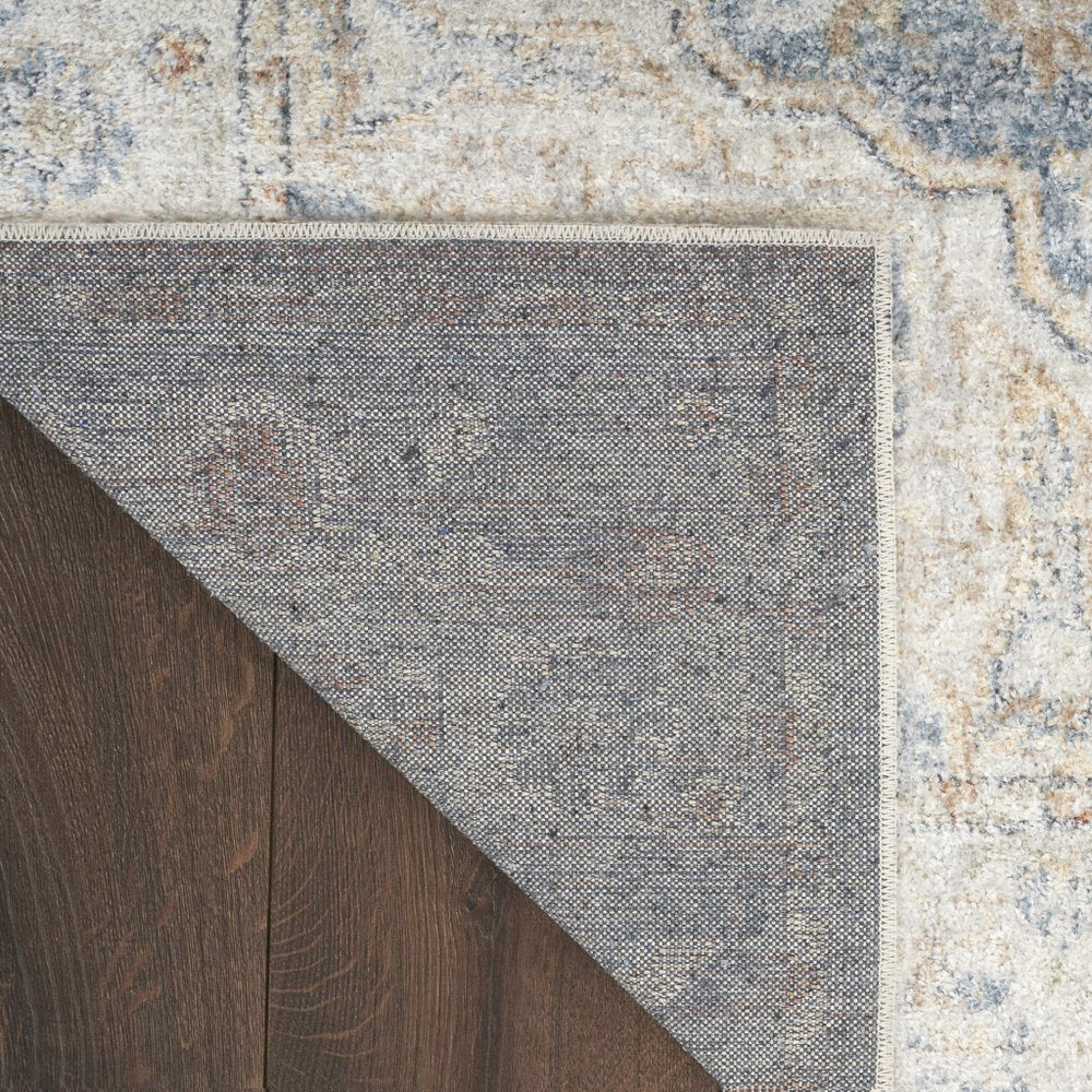 4' X 6' Denim Blue Oriental Power Loom Washable Area Rug