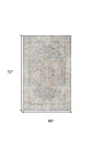 4' X 6' Denim Blue Oriental Power Loom Washable Area Rug