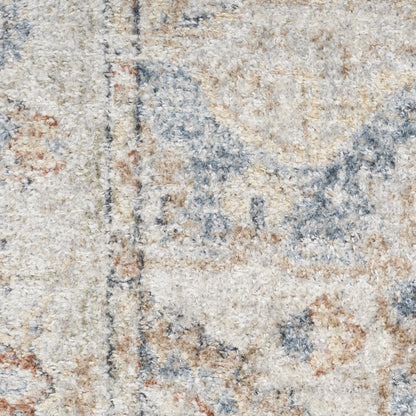 5' X 7' Denim Blue Oriental Power Loom Washable Area Rug