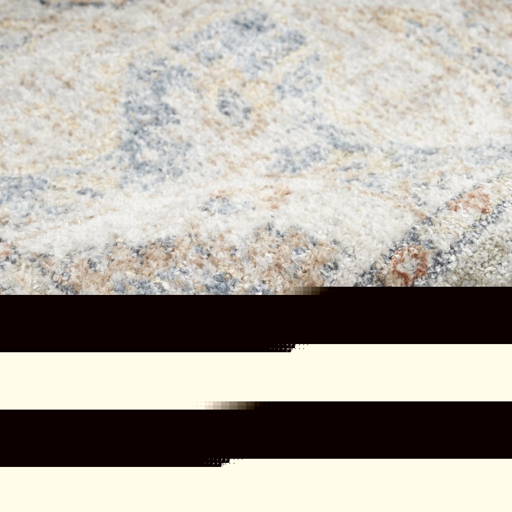 5' X 7' Denim Blue Oriental Power Loom Washable Area Rug