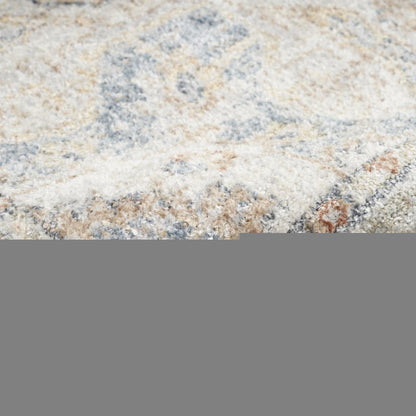 5' X 7' Denim Blue Oriental Power Loom Washable Area Rug