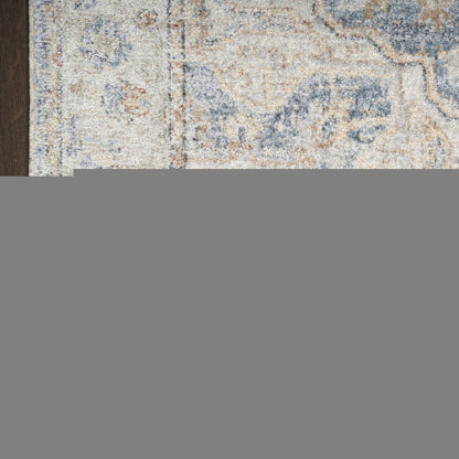 3' X 5' Denim Blue Oriental Power Loom Washable Area Rug