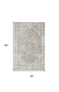 3' X 5' Denim Blue Oriental Power Loom Washable Area Rug
