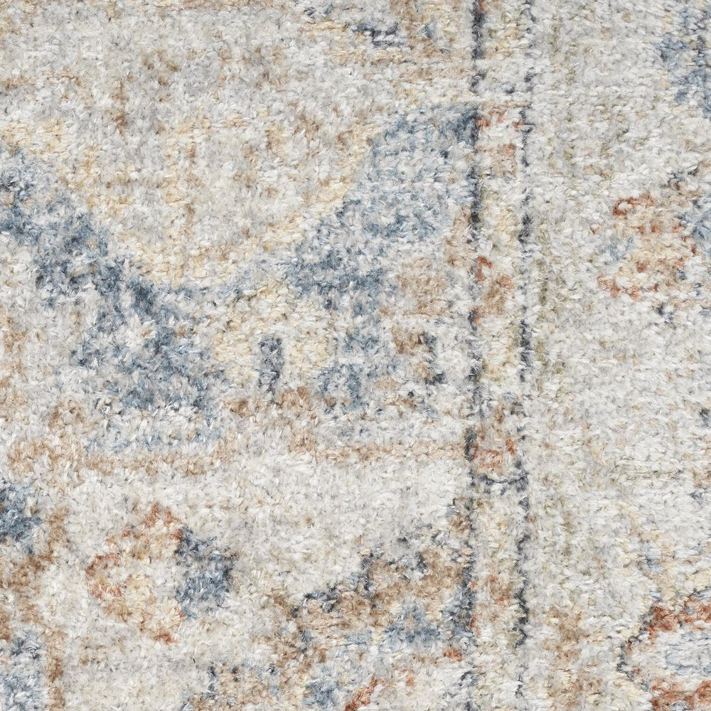 8' X 10' Denim Blue Oriental Power Loom Washable Area Rug
