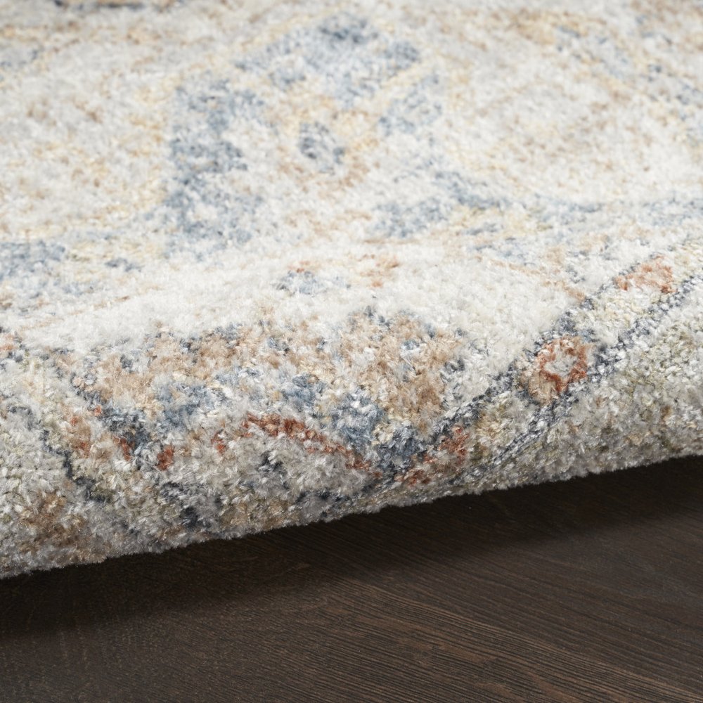 8' X 10' Denim Blue Oriental Power Loom Washable Area Rug