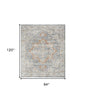 8' X 10' Denim Blue Oriental Power Loom Washable Area Rug
