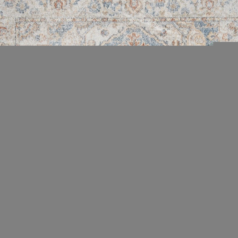 12' Denim Blue Oriental Power Loom Washable Runner Rug