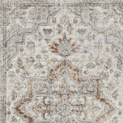 3' X 5' Gray Oriental Power Loom Washable Area Rug