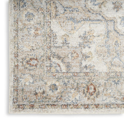 3' X 5' Gray Oriental Power Loom Washable Area Rug