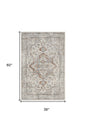 3' X 5' Gray Oriental Power Loom Washable Area Rug