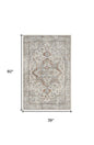 3' X 5' Gray Oriental Power Loom Washable Area Rug