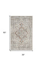 3' X 5' Gray Oriental Power Loom Washable Area Rug