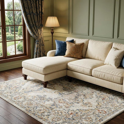 8' X 10' Gray Oriental Power Loom Washable Area Rug