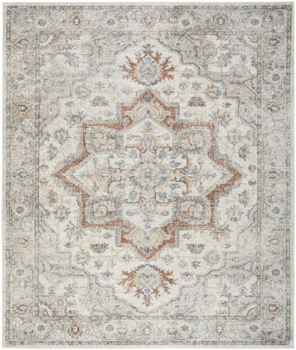 8' X 10' Gray Oriental Power Loom Washable Area Rug