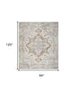 8' X 10' Gray Oriental Power Loom Washable Area Rug