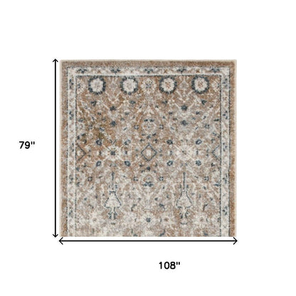 7' X 9' Gray Oriental Power Loom Washable Area Rug