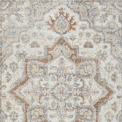 5' X 7' Gray Oriental Power Loom Washable Area Rug