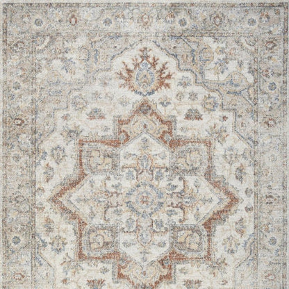 5' X 7' Gray Oriental Power Loom Washable Area Rug