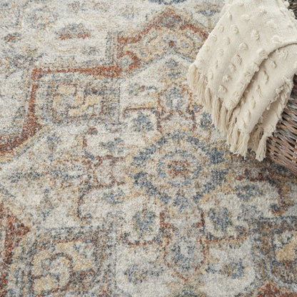5' X 7' Gray Oriental Power Loom Washable Area Rug