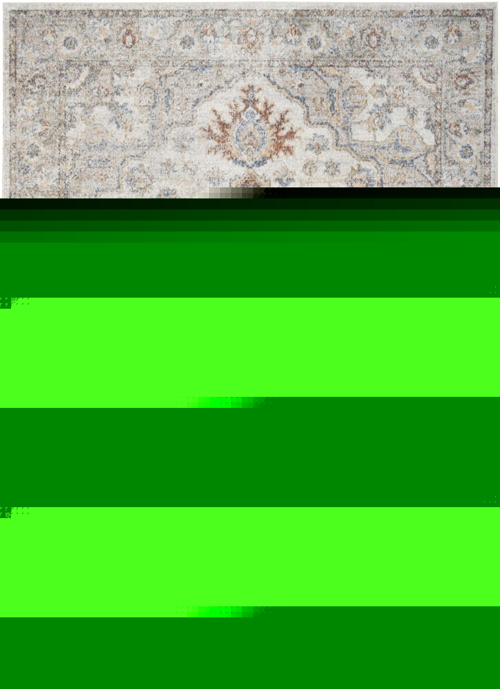 5' X 7' Gray Oriental Power Loom Washable Area Rug