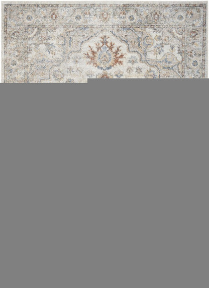 5' X 7' Gray Oriental Power Loom Washable Area Rug