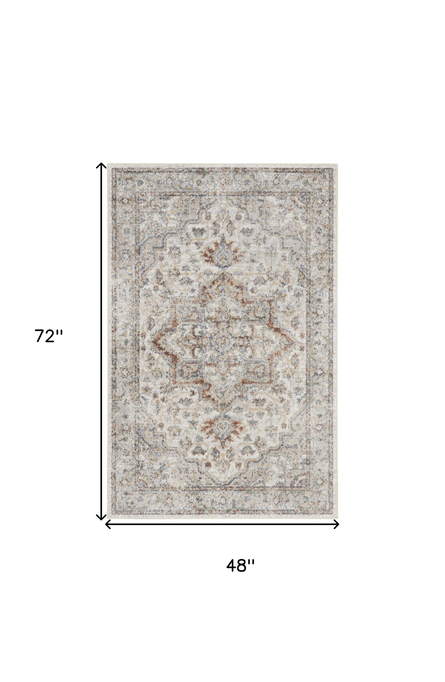 4' X 6' Gray Oriental Power Loom Washable Area Rug