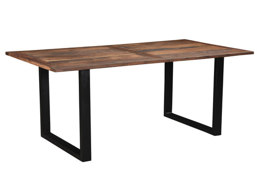 78" Dark Brown And Black Solid Wood Sled Base Dining Table