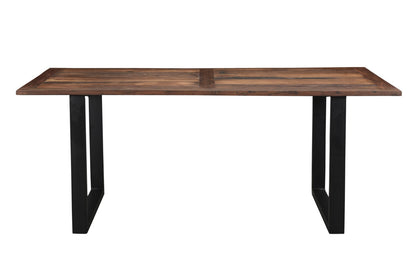 78" Dark Brown And Black Solid Wood Sled Base Dining Table