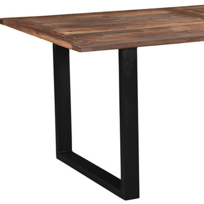 78" Dark Brown And Black Solid Wood Sled Base Dining Table