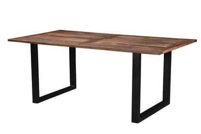 78" Dark Brown And Black Solid Wood Sled Base Dining Table