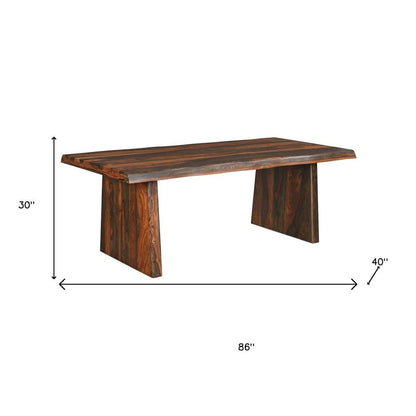 86" Dark Brown Solid Wood Dining Table