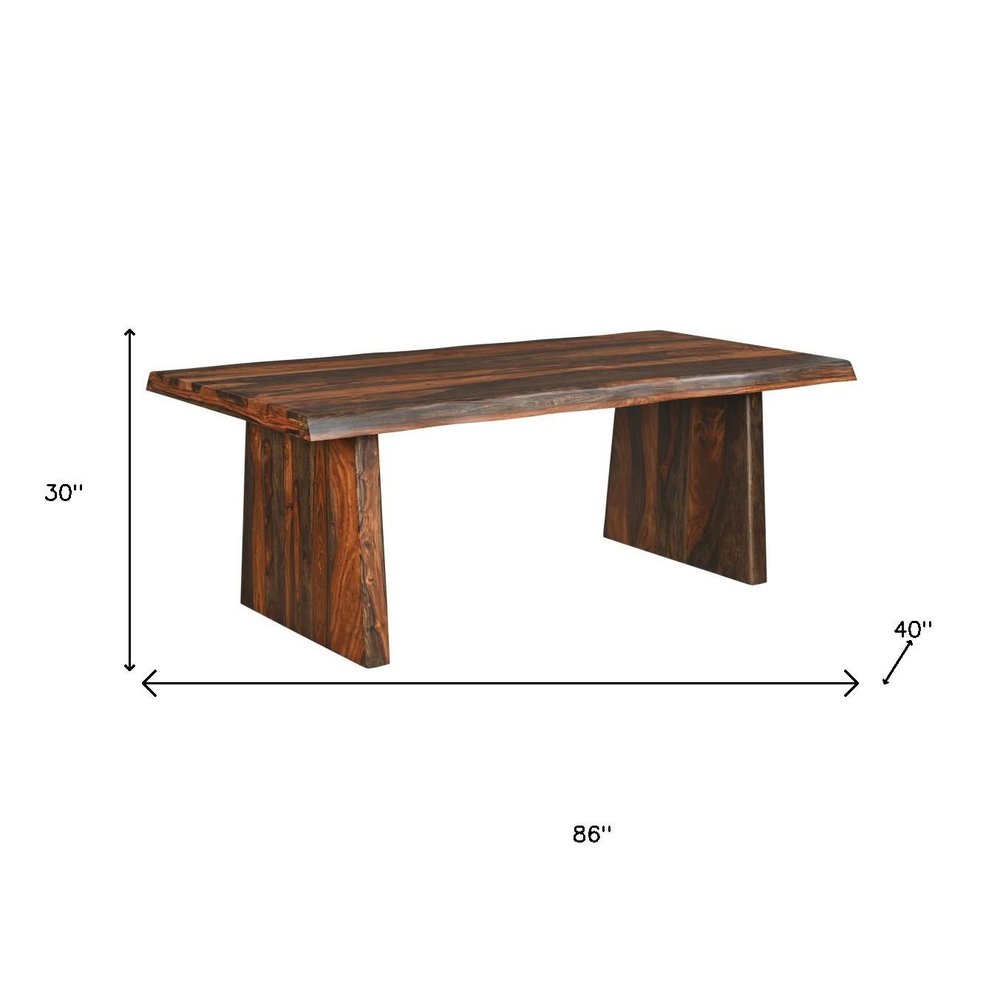 86" Dark Brown Solid Wood Dining Table