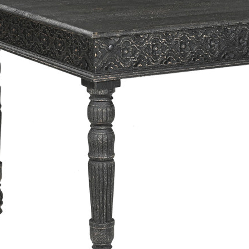 60" Black Solid Wood Dining Table