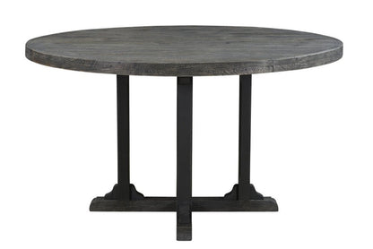 54" Black Rounded Solid Wood Pedestal Base Dining Table