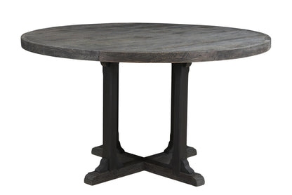 54" Black Rounded Solid Wood Pedestal Base Dining Table