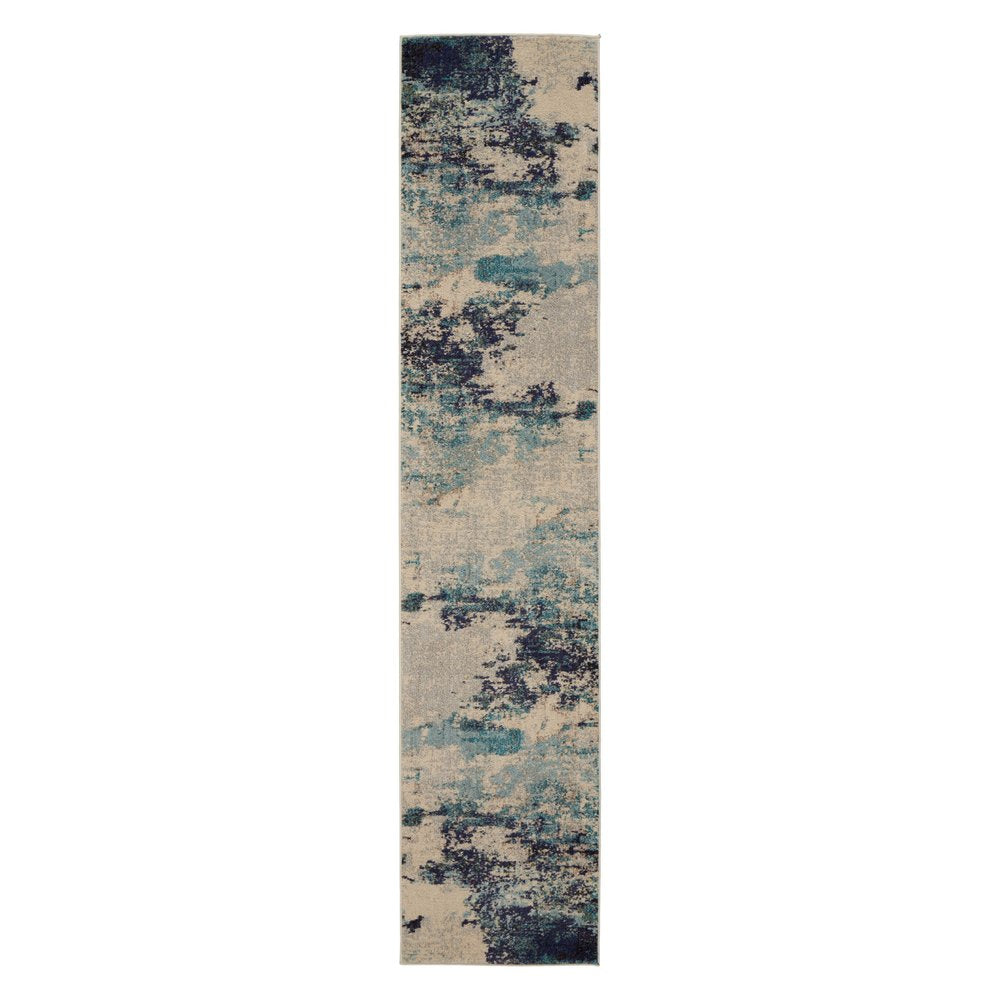 10' Ivory Abstract Power Loom Runner Rug