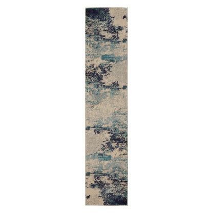 10' Ivory Abstract Power Loom Runner Rug